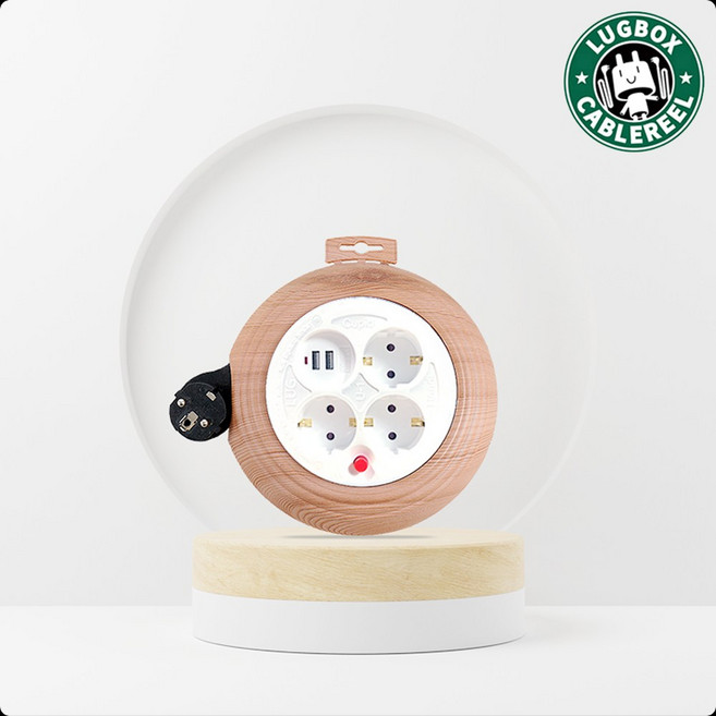 러그 링 멀티탭 3구 USB 2포트 전기 케이블릴선, 3m, 우드, 1개