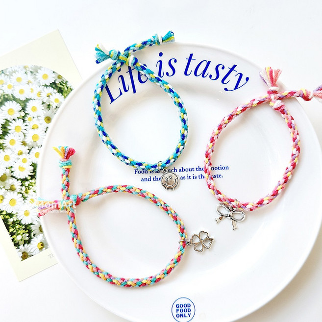 맘아트 DIY 우정 팔찌 만들기 키트 7종 택1 매듭 실 소원 커플팔찌, 브라운믹스, 1세트