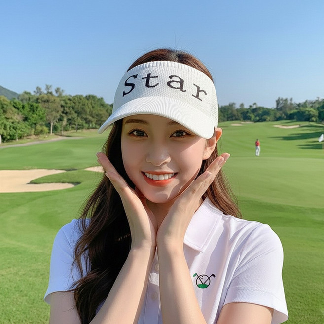 스타 니트밴딩 썬캡 모자 자외선차단 썬바이저 골프 테니스 여성용