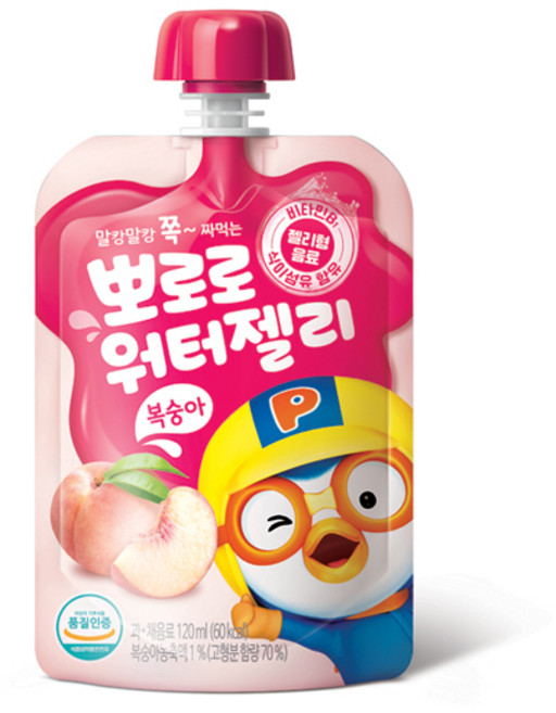 팔도 뽀로로 워터젤리 복숭아, 120ml, 6개
