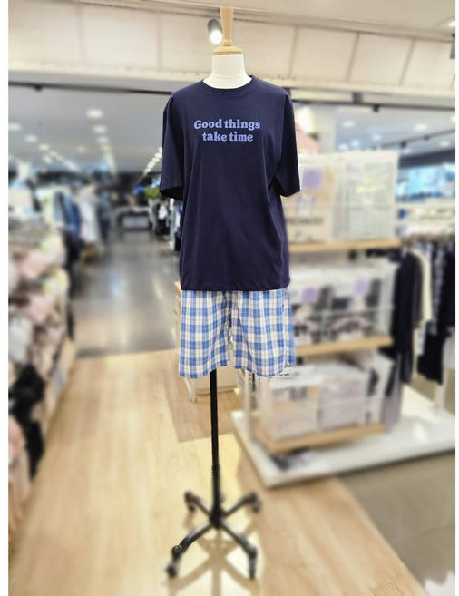 애니바디 공용 면 반팔 라운지 세트-레터ANLA24S04_쇼핑점