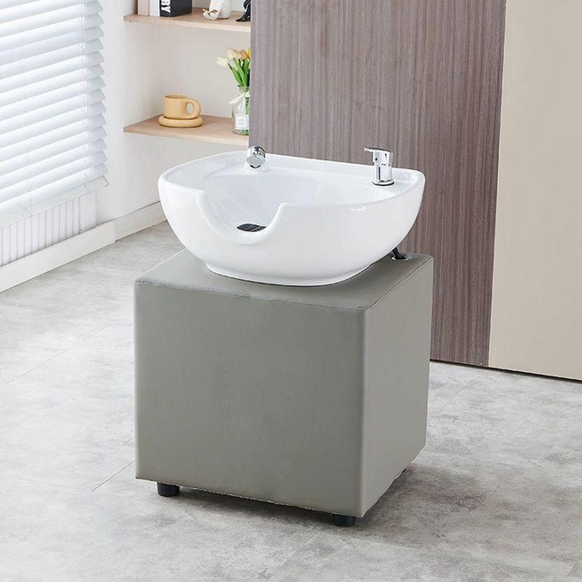 바버샵 샴푸대 두피 케어 스파 풀세트 체어 목받침, 1개, 5. 그레이 화이트 세면대