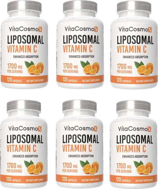 VitaCosmoX 비타코스모엑스 리포조말 비타민C 1700mg 120캡슐 리포솜비타민C 120 야채캡슐, 6개, 120정 - 쿠팡