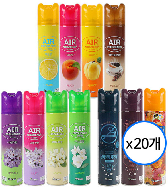 산도깨비 방향제 에어프레쉬너 공기청향제 향택일 300ml x 20개, 헤이즐넛향 x 20개