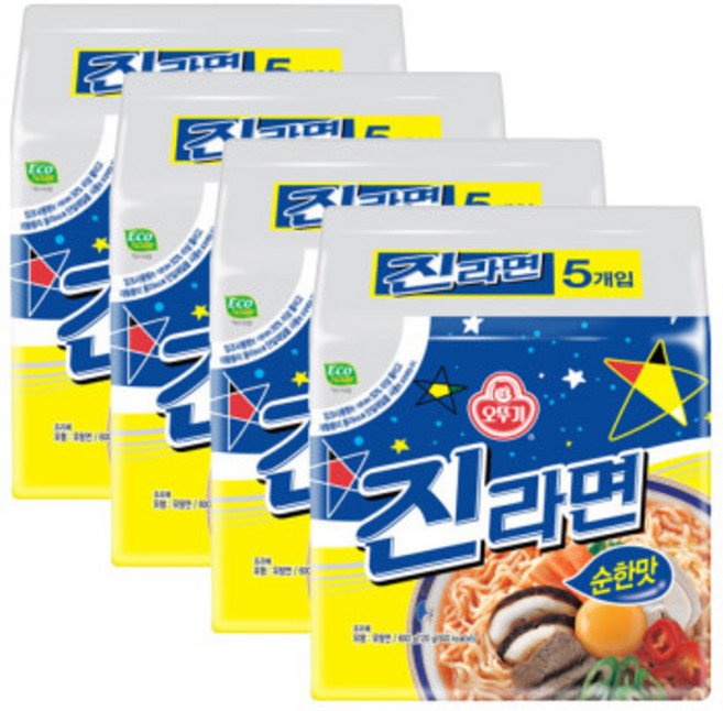 오뚜기 진라면 순한맛 20입 (5입 x 4개) /멀티팩, 4개
