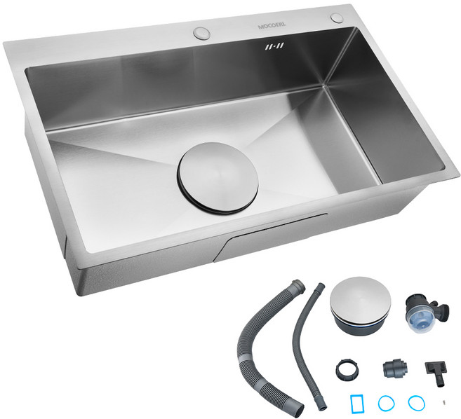 MOCOERL 주방 사각볼 스테인레스 배수구포함 코팅 사각싱크볼 악세서리포함 3mm, 1세트