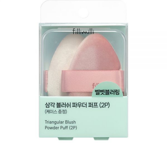 필리밀리 삼각블러쉬파우더퍼프 2개 케이스 477242, 삼각 블러쉬 파우더 퍼프
