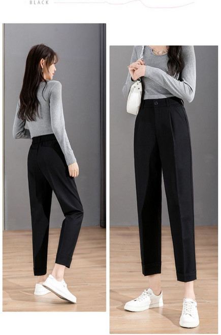 진진 여성 밴딩팬츠 짧은 8부 정장 바지 슬랙스 출근룩 봄 여름 가을