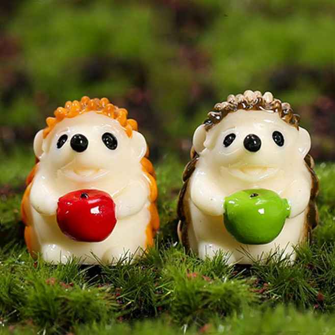 微景觀擺件 可愛迷你小刺猬裝飾品造景擺件, 1套, 2.5cm蘋果刺猬一對