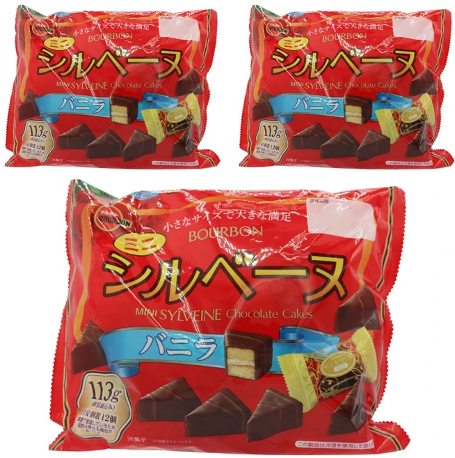 부르본 미니 실베느 초콜릿 케이크 바닐라 12개입, 113g, 3개 - 쿠팡
