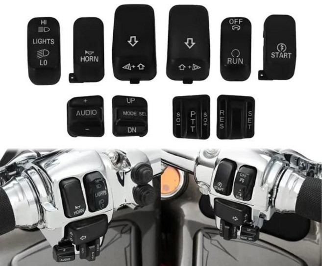 호환용부품 바이크 오토바이 핸드 컨트롤 버튼 스위치 하우징 캡 할리 호환 투어링 스트리트 글라이드 CVO 로드 FLHT FLHX 1996-2013, [01] Black  Switch, 1개