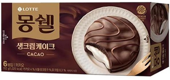 롯데 디저트 아이들간식 몽쉘 생크림 카카오 192g 1개