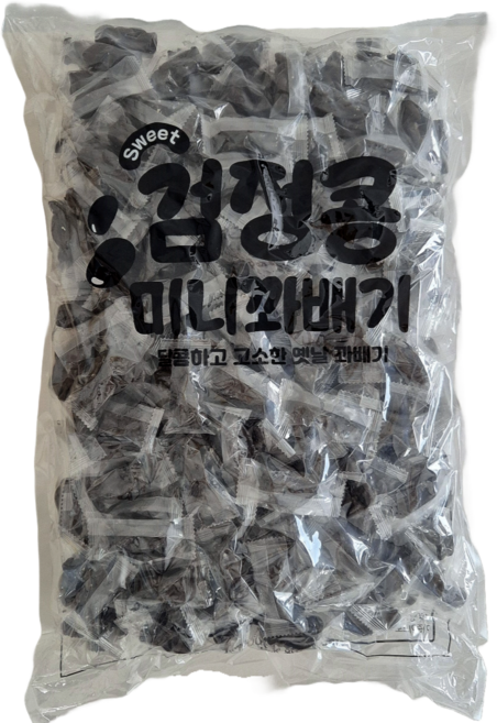 (소비기한 26년8월6일) 검정콩 미니꽈배기 한입크기 개별 낱개 포장 약 400개 주전부리간식 옛날꽈배기과자 대용량벌크 대용량과자 블랙푸드 카페 탕비실 회사간식 인기만점, 1개, 2.5kg