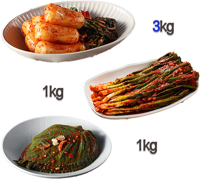찬우물 신선김치세트 5kg (총각김치 3Kg + 파김치 1kg + 깻잎김치 1kg)