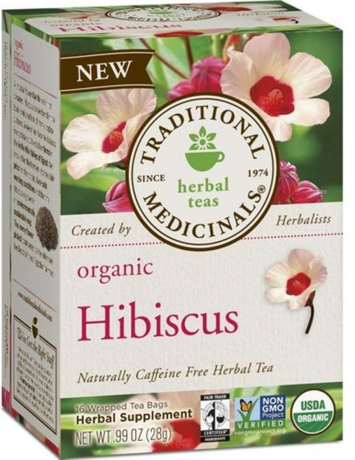 트래디셔널 메디시널스 유기농 히비스커스 허브티 심장 건강 Traditional Medicinals Organic Hibiscus Herbal Tea Supports Heart, 1개