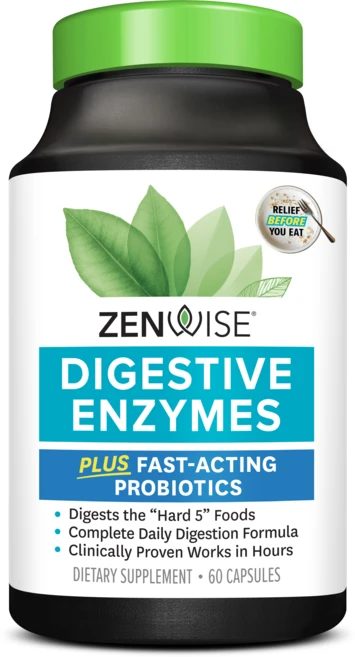 젠와이즈헬스 데일리 다이제스티브 엔자임 프리바이오틱스 + 프로바이오틱 베지테리안 캡슐, 60개입, 1개, 60정 - 쿠팡