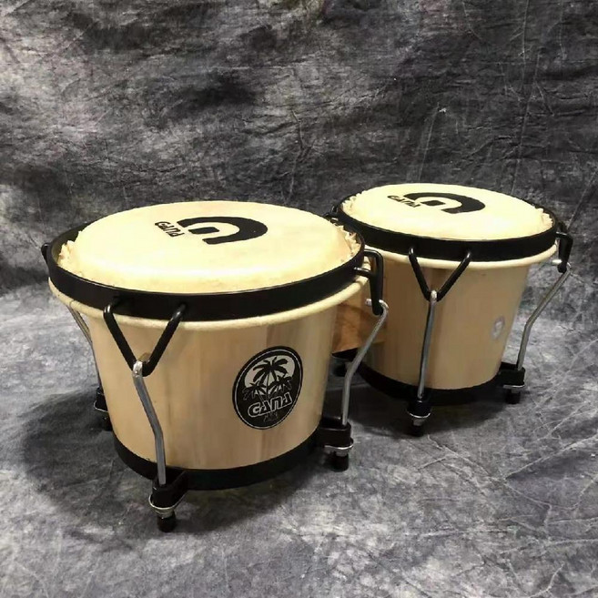 봉고 드럼 타악기 전문 음악 악기 선물 기타타악기 우쿨렐레 어쿠스틱 초보자 베이스, E. 6 인치+7 인치 나무 색상, 1개