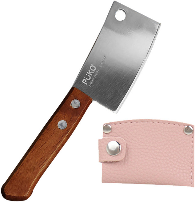 허니잼 미니 도끼칼 + 전용칼집 세트 캠핑 디저트 나이프 빵칼 파우치 식도 식칼 집들이선물, 1세트, 도끼칼+핑크