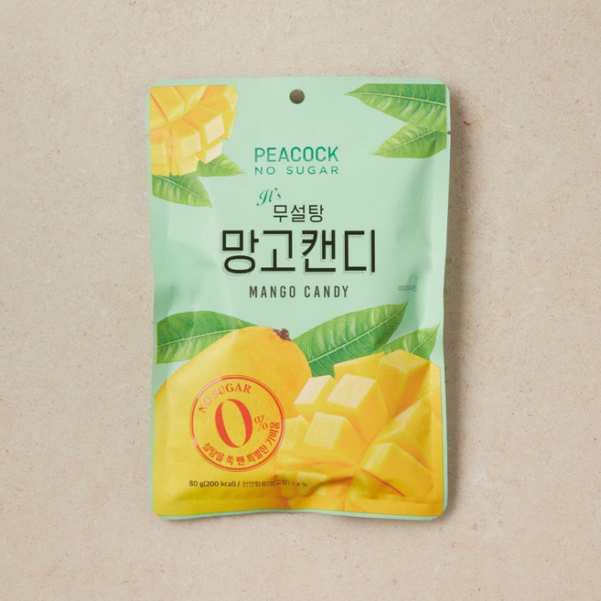 피코크 무설탕 캔디 망고 80g, 10개