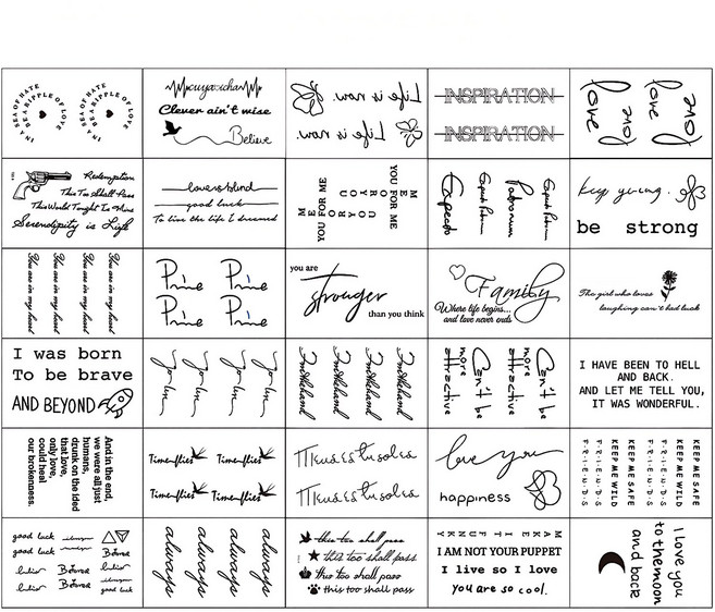 그레나 레터링 문신 타투 스티커 30장, 1세트, D