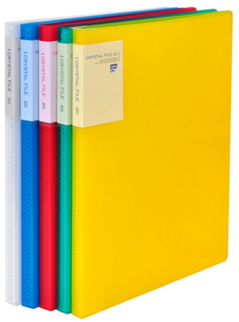 알파 크리스탈 클리어 화일 20P 5컬러 파일 문서 인덱스 파일철 서류 비닐, 투명