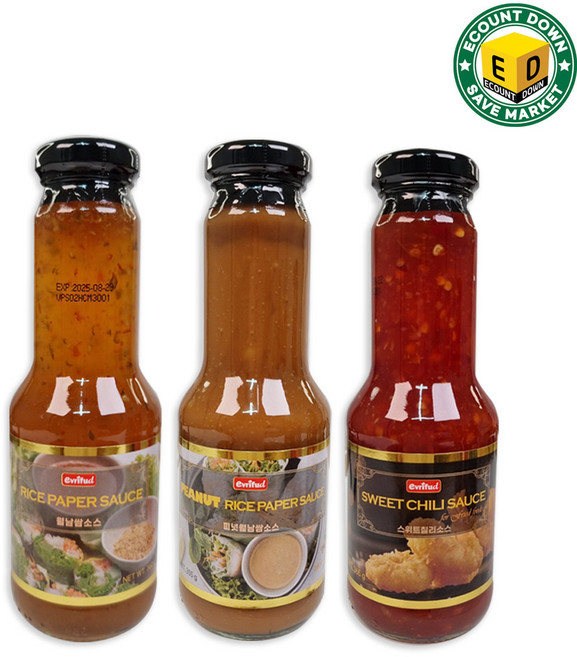 월남쌈 소스 3종 세트 (월남쌈소스 360g + 피넛월남쌈소스 355g + 스위트칠리소스 365g), 1개