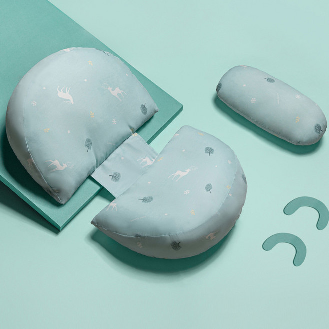 孕婦枕頭護腰側睡枕託腹睡覺側臥枕哺乳抱枕頭u型腰靠枕夏季, 全棉款 藍色麋鹿+蠶寶枕