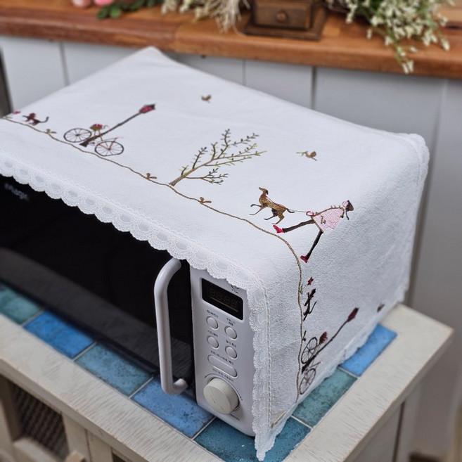 홈수니 전자렌지커버 다용도커버 워싱광목, 산책자수