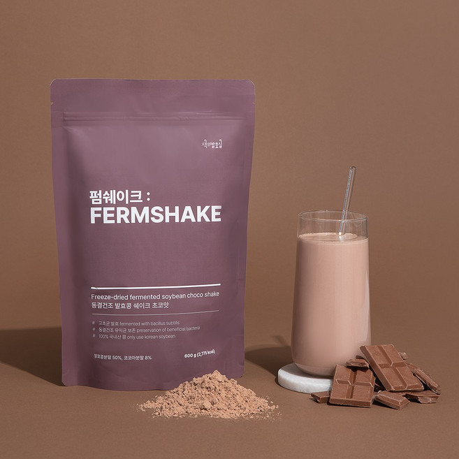펌쉐이크 동결건조 발효콩 단백질쉐이크 초코맛, 1개, 600g
