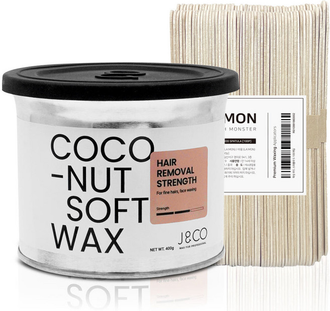제이엔코 코코넛젤리 크림 소프트왁스 400g + 우드 스파츌라 L 100개입, 1개