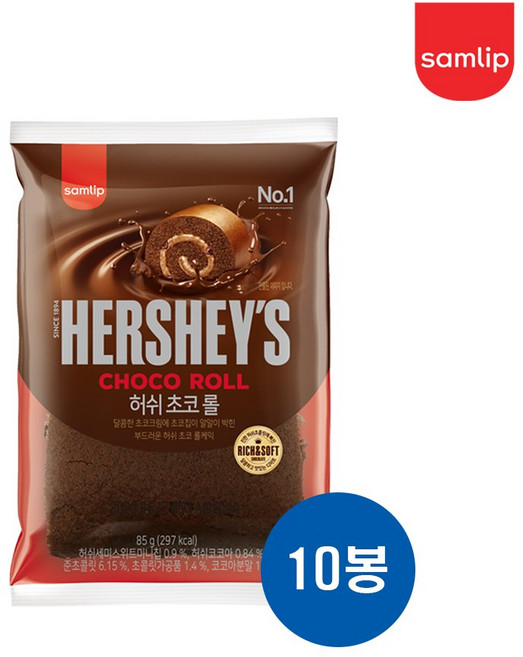 삼립빵 허쉬 초코롤케익(85g 12봉 1박스), 85g, 10개