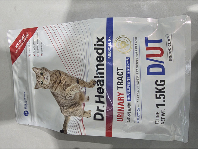 닥터힐메딕스 유리너리 트랙트 플러스 캄 필라인 D/UT 1.5kg 고양이 처방사료, 1개, 요로결석