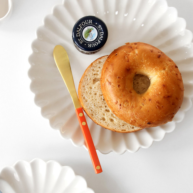 귀여운 홈카페 커트러리 쌍띠에 골드 버터나이프, 아쿠아, 1개