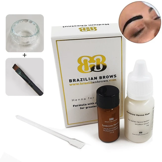 미가뷰티 브라질리언 브로우 헤나 눈썹 타투 (2종 사은품증정), 미디엄체스트넛, 1개 - 쿠팡