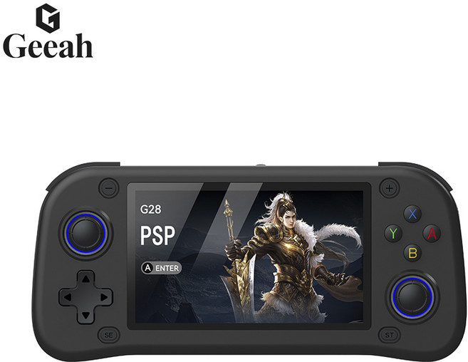 Geeah G28 PSP 휴대용 게임기 15000게임 다량 내장 레트로 게임 콘솔, 검은색