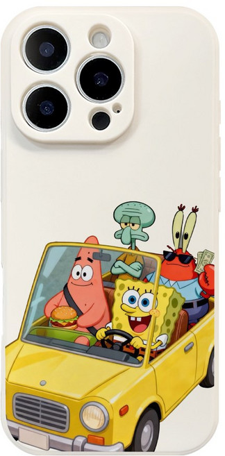 운전하는 스폰지밥 갤럭시 아이폰 폰케이스 화이트