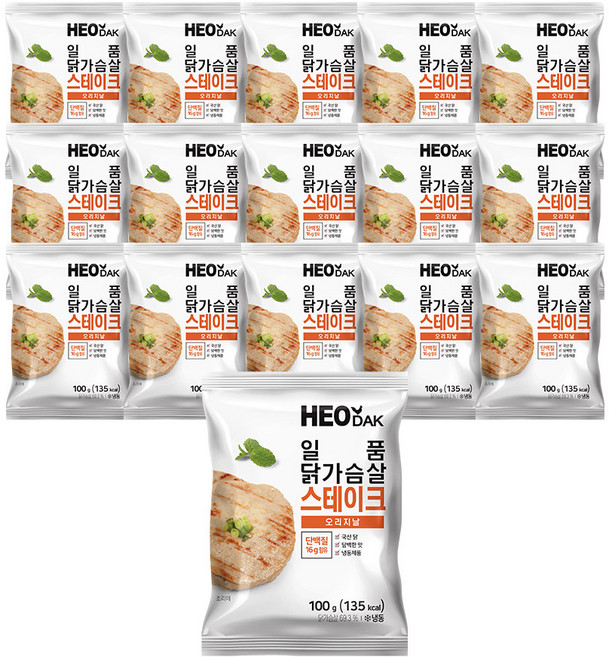 허닭 일품 닭가슴살 스테이크 오리지날 100g, 16개