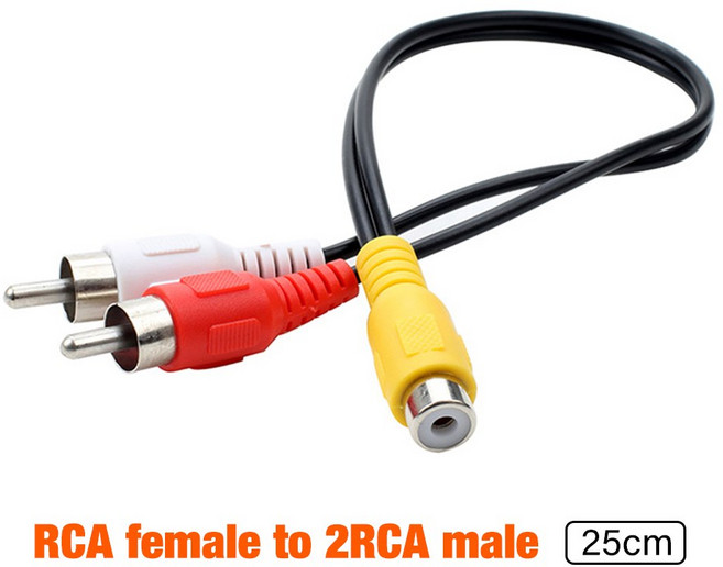 1RCA 2RCA 남성 오디오 분배기 컨버터 여성 스피커 디스트리뷰터 케이블, 1Female to 2Male, 1개