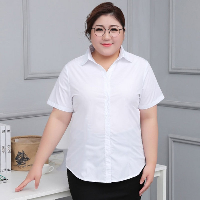 여성 빅사이즈 반팔 블라우스 셔츠 흰색 오피스룩 빛깃닥