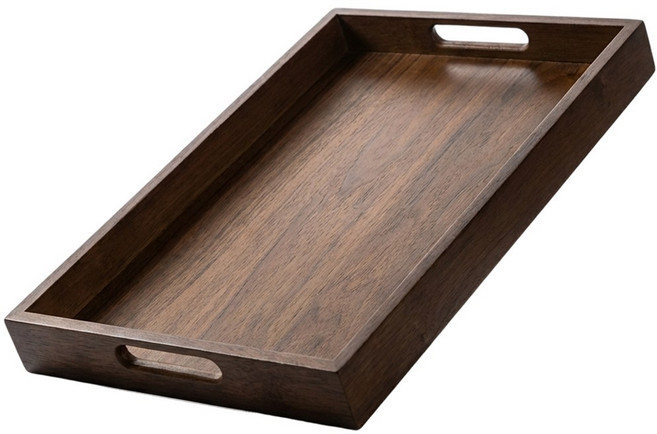 루메이크 손잡이 사각 쟁반 트레이, 1개, 우드