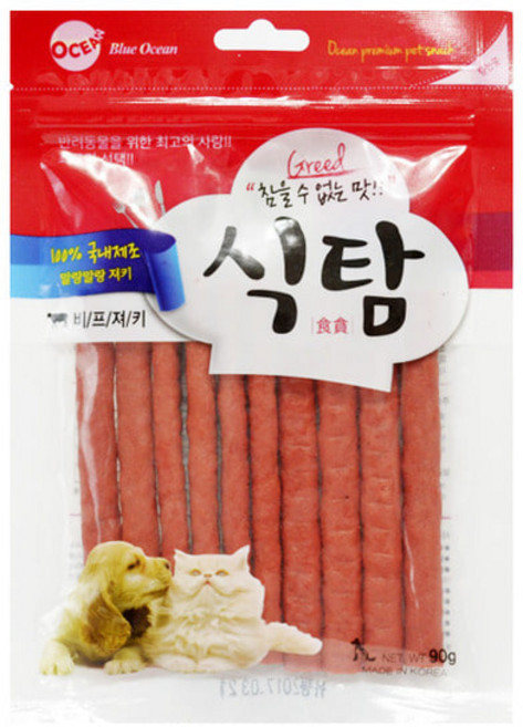 오션 식탐 져키 스틱 말랑한 강아지 간식, 3개