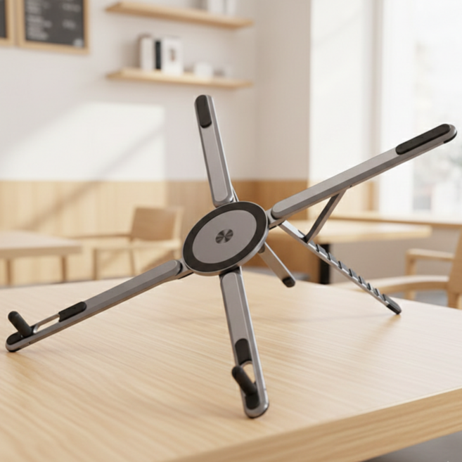 올포원 휴대용 올인원 스탠드 접이식 휴대폰 노트북 태블릿 맥세이프 거치대, 오렌지