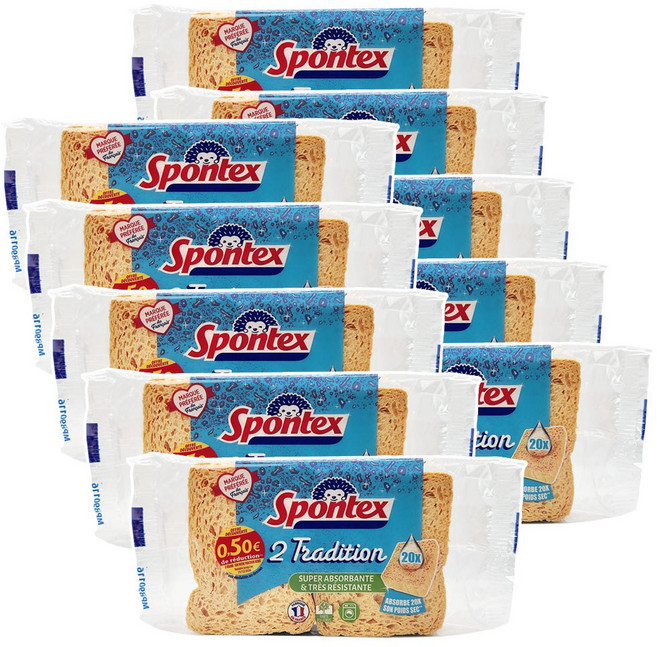 스폰텍스 드라이 셀룰로스 스펀지 2 트레디션 수세미, 2개입, 10개