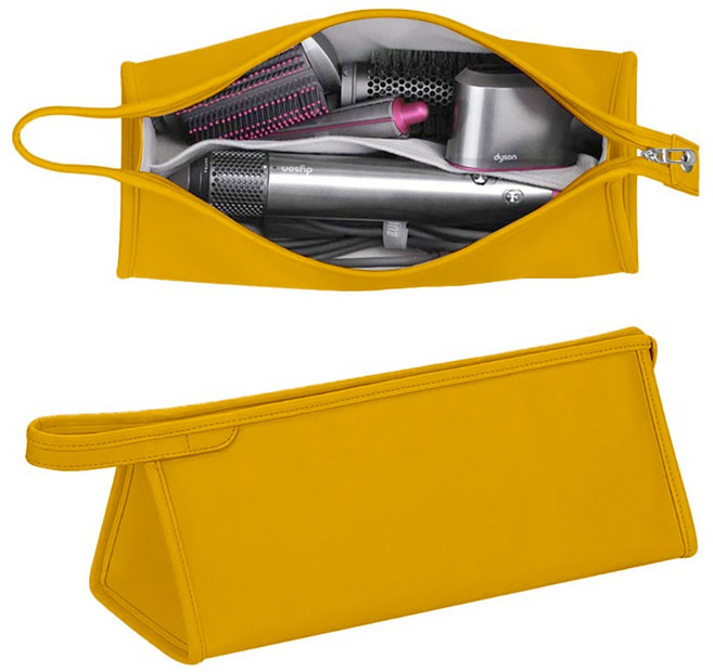 스냅케이스 고데기 드라이기 휴대용 가죽 파우치 케이스, 머스타드