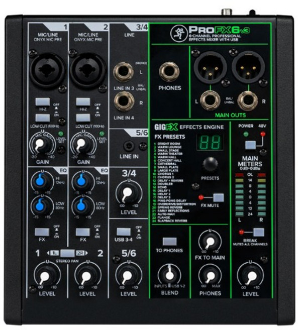 MACKIE 맥키 정품 인증 ProFXV3 시리즈 아날로그 믹서 시리즈 (12 16 Rack Mount 증정), ProfFX6v3