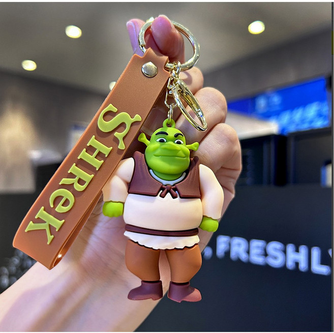 만화 괴물 슈렉 열쇠 고리 그림 커플 배낭 자동차 걸이형 장신구, 1개, 1. WHITE