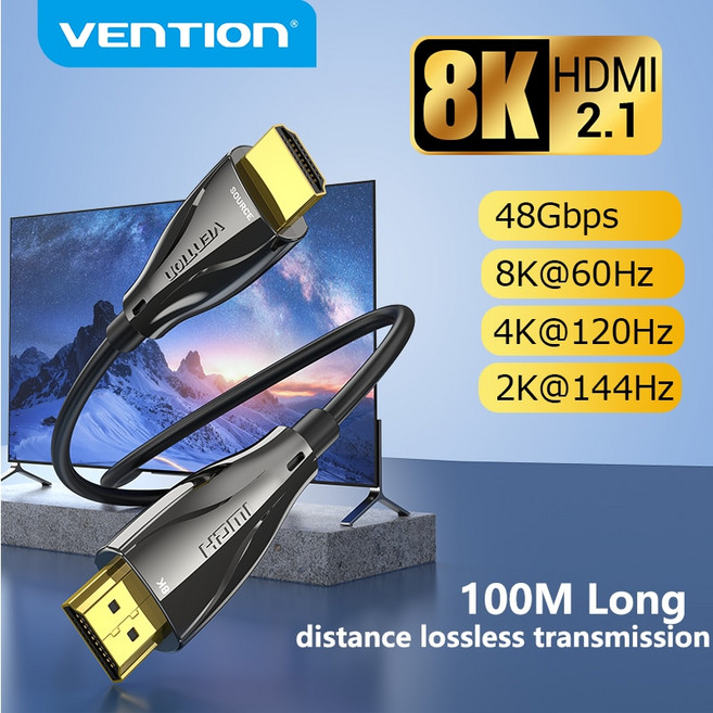 Vention8K 광섬유 HDMI 케이블 48Gbps HDMI 21 케이블 8K 60Hz HDR eARC HDMI 코드 RTX 3090 호환 LG 삼성 소니 TV, 16)8K HD 2.1 - 5m