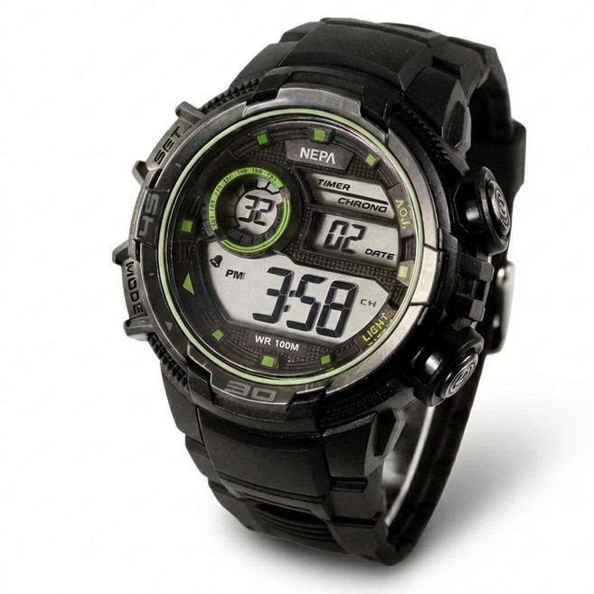 네파 군인 군대 일간 주간 알람 버튼음조절 방수 스포츠 전자시계 N-307