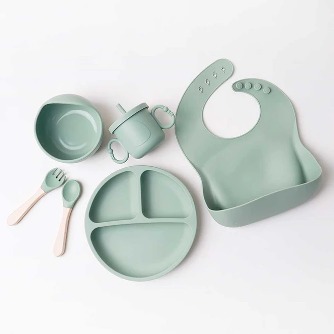 핫버튼 이유식 흡착볼 유아식식기 유아식 식판, 그린, 1개 - 쿠팡