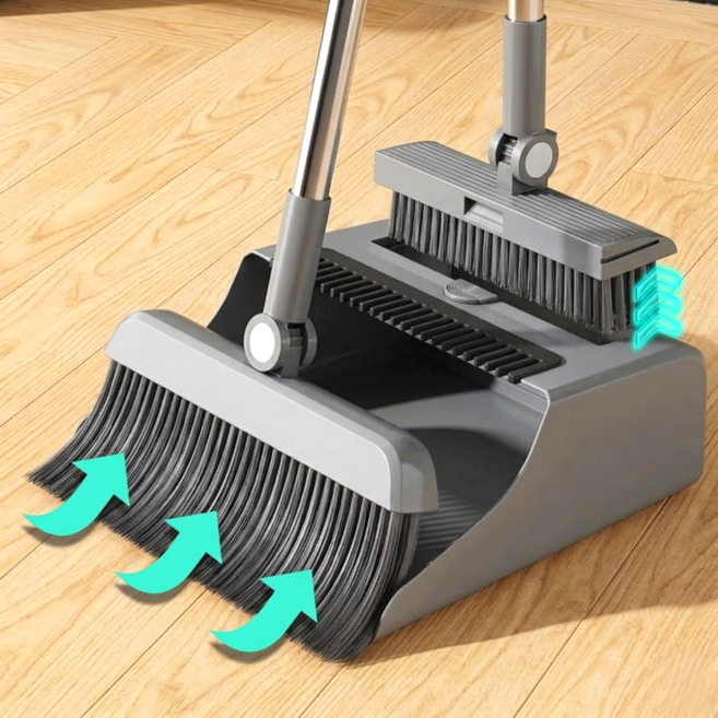 모노제이 싹쓸이 3in1 빗자루 쓰레받기 바닥솔 세트, 그레이, 1세트
